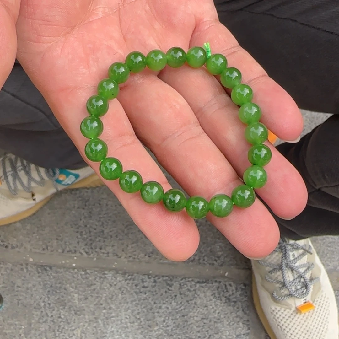 手链未镶嵌和田玉俄碧莹光色阳卡8