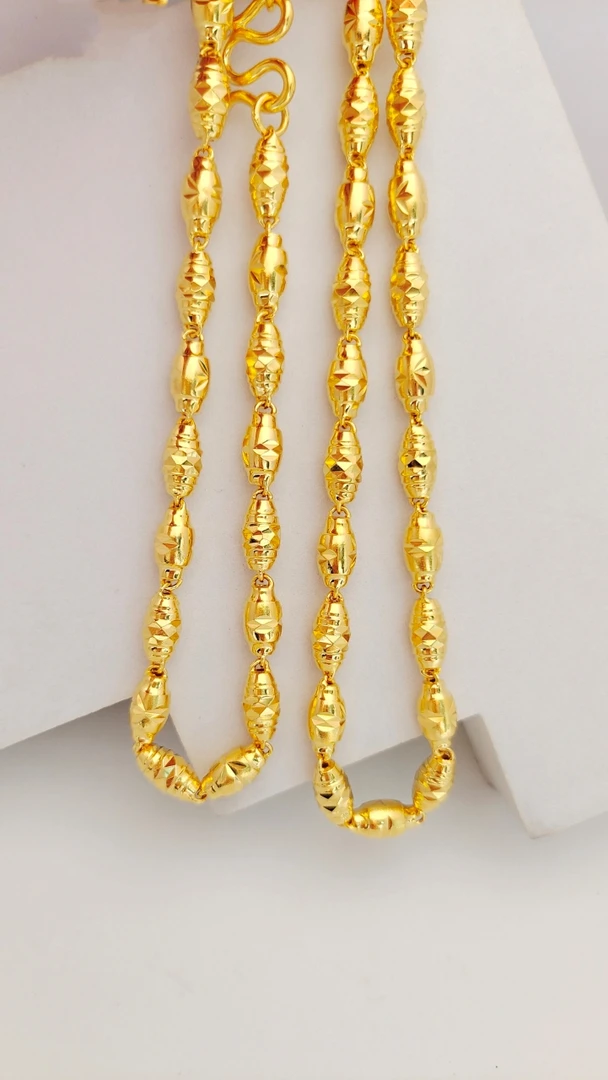 链子足银 男女同款橄榄珠链子情侣原创设计金色素款项链不掉色