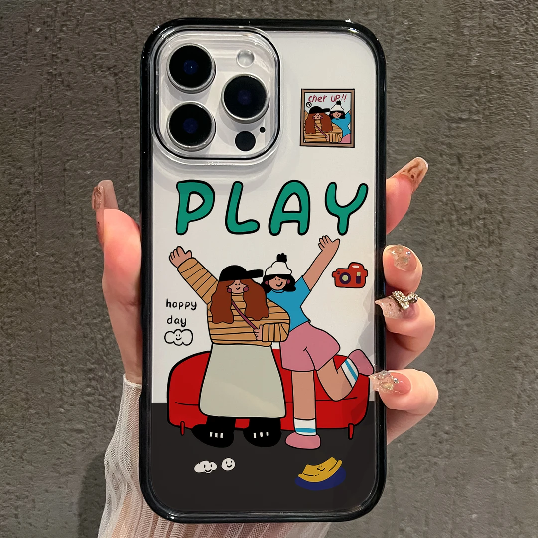 【AI键保护】快乐姐妹适用苹果16promax手机壳iphone15新款14少女