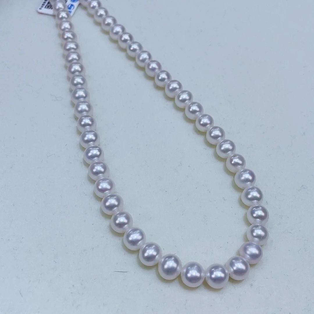 淡水珍珠6.5爆亮冷光干净几乎无暇银S925镶嵌