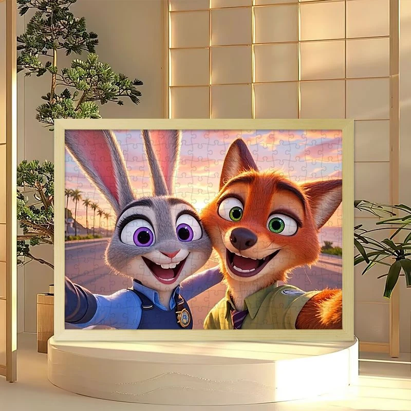 疯狂动物城木制拼图 diy卡通动漫益智解压高难度玩具里拼图礼物