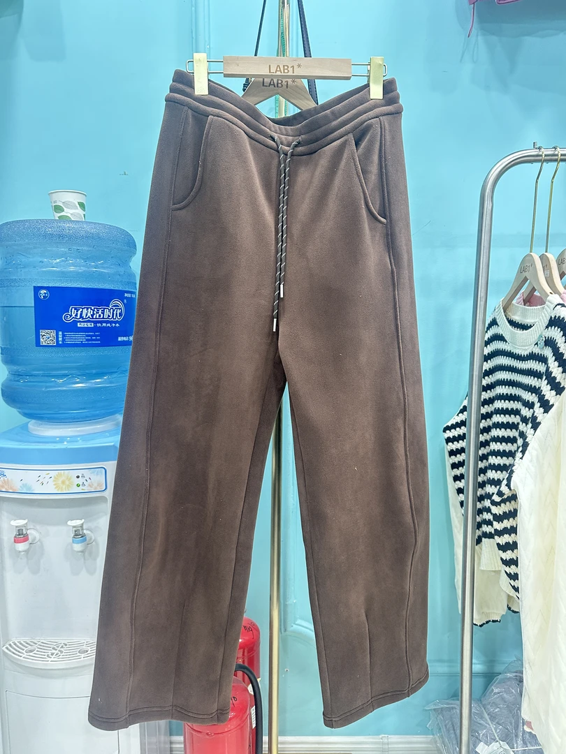 DUO DUIO 2023夏季新品冰丝清凉垂感纹理阔腿裤（咖色裤子款）
