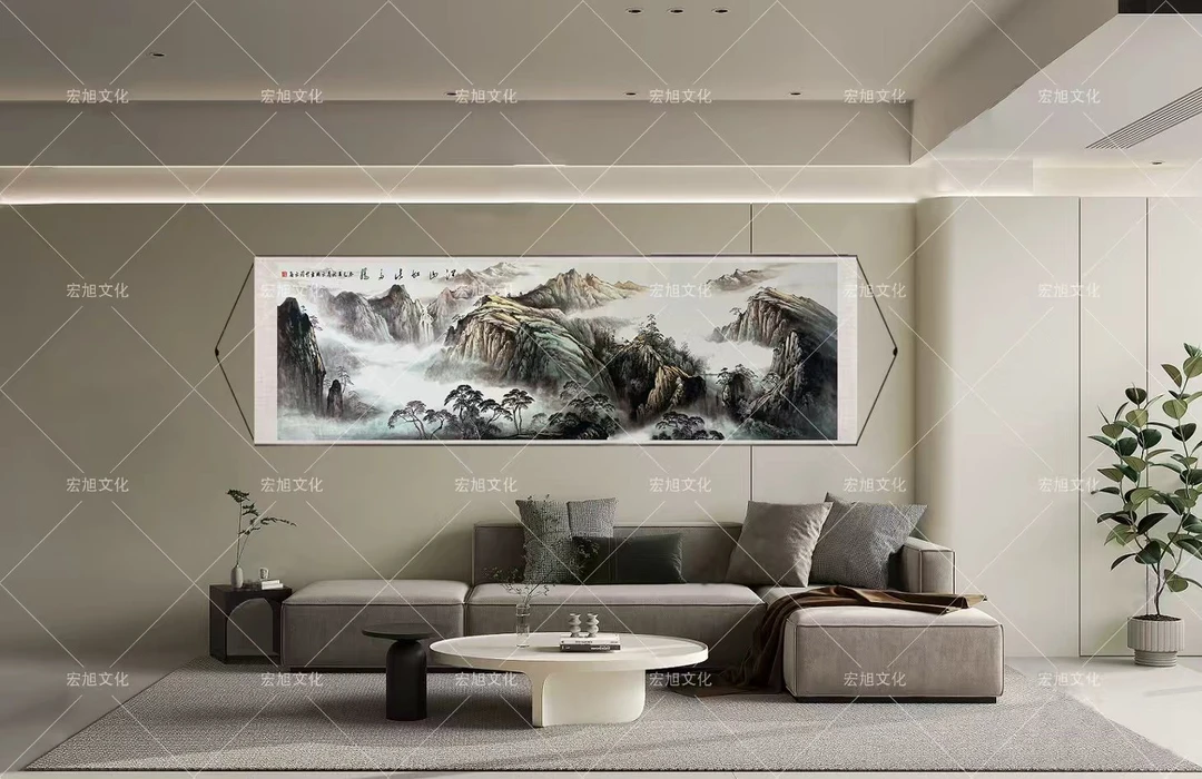 《江山如此多娇》国画装饰画260cm*80cm