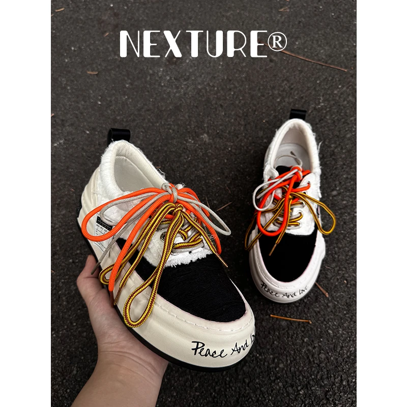 NexTure 吴建豪夏季透气帆布鞋新款小众百搭厚底男女同款休闲鞋潮