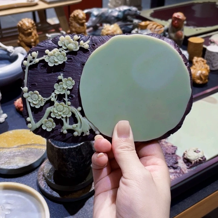 梅花壶承18公分紫袍玉带石