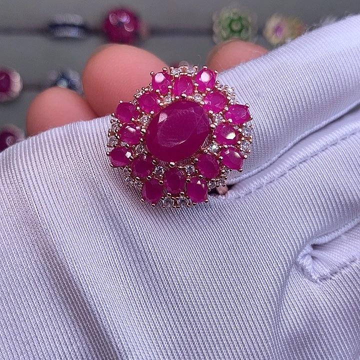 红宝石银S925镶嵌戒指