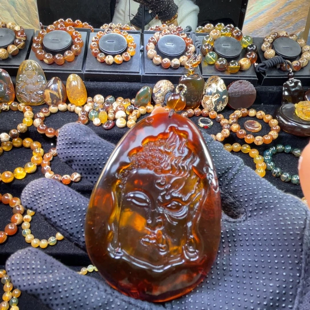 琥珀未镶嵌手串血珀一念