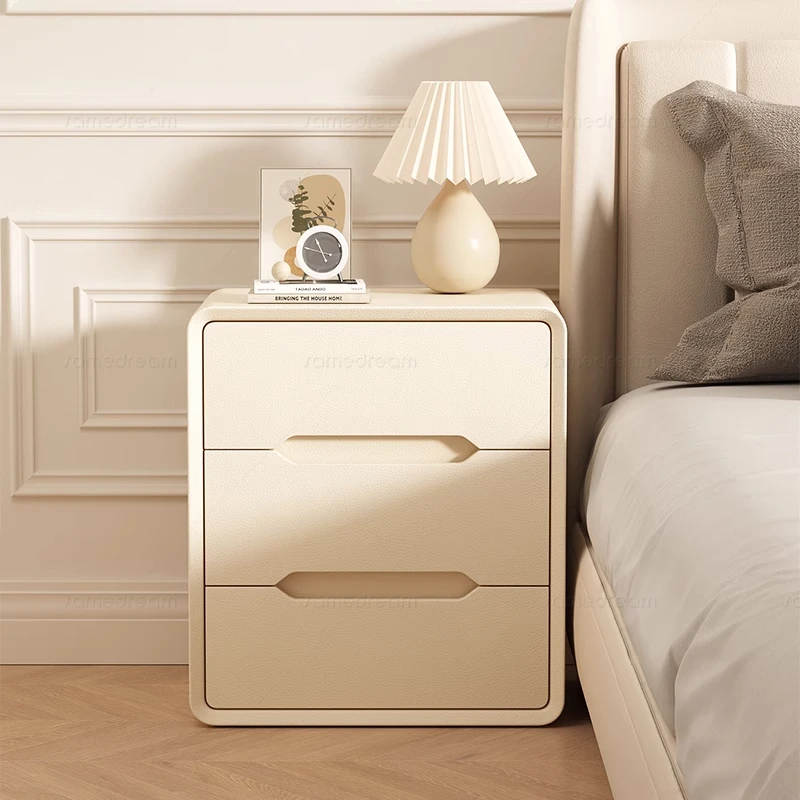 实木床头柜家用卧室奶油风2025爆款轻奢高级感置物架床边收纳柜子