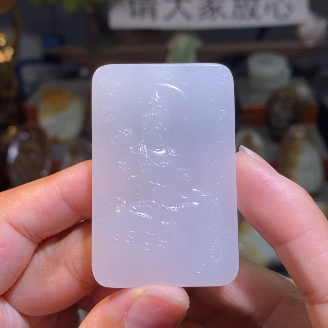 颈饰未镶嵌和田玉（白玉）观自在菩萨