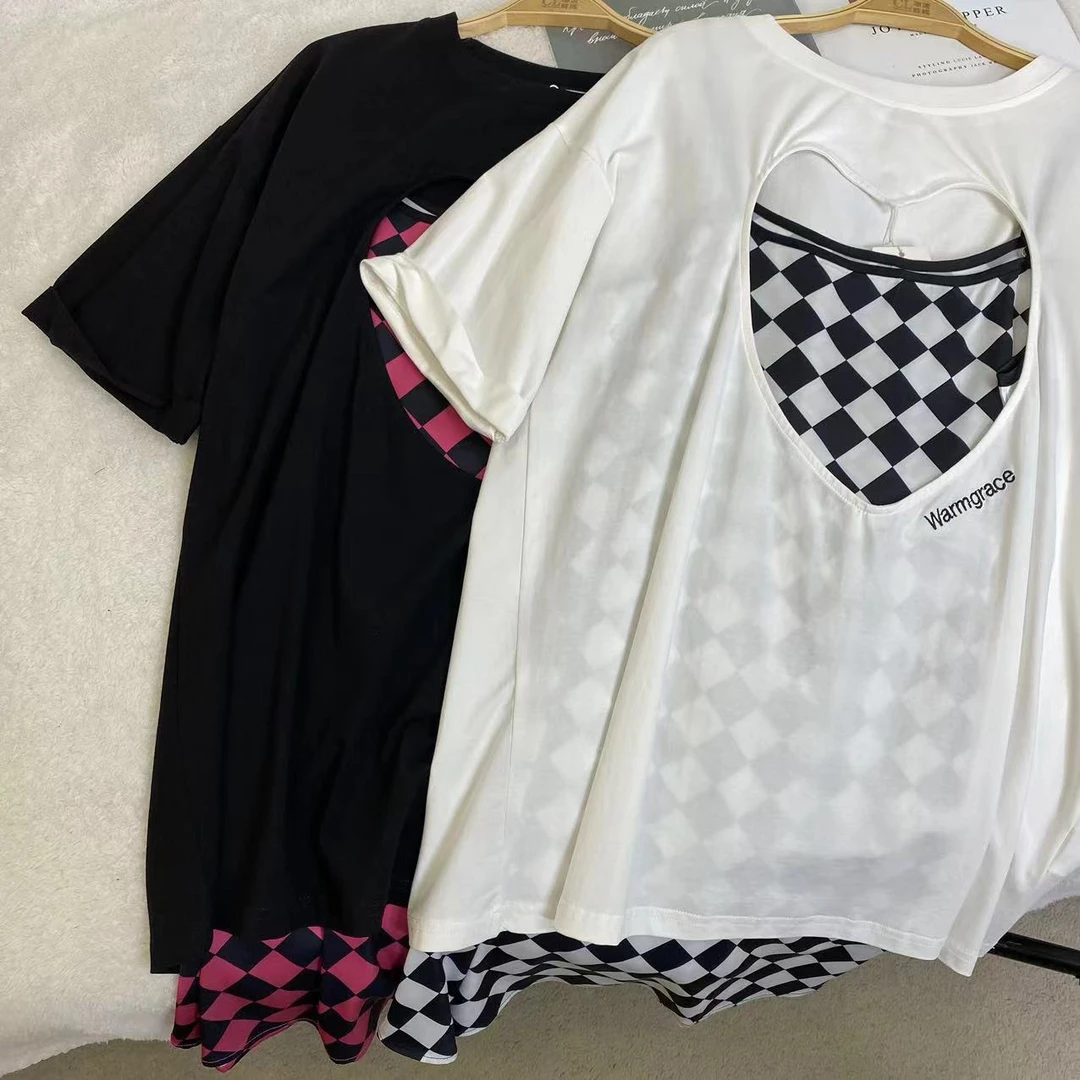 夏季宽松舒适设计感镂空格子吊带两件套家居服睡裙 C4627
