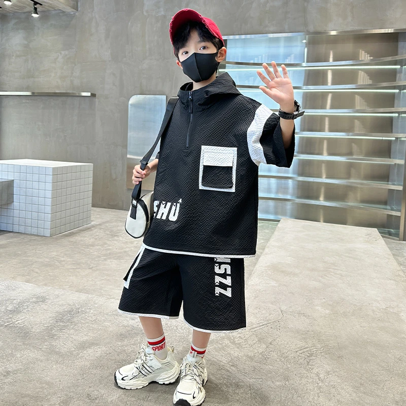 男童夏季套装2025新款夏装短袖中大儿童男孩洋气速干 帅气炸街