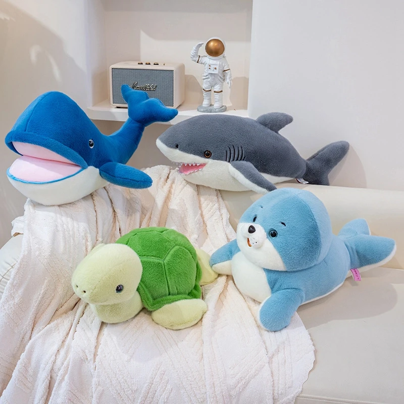 仿真蓝鲸鱼公仔网红鲨鱼睡觉抱枕毛绒玩具海洋系列布娃娃生日礼物