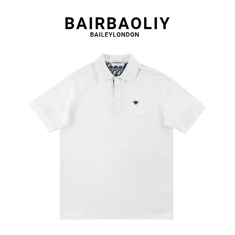 BAIRBAOLIY潮牌高档POLO衫男装短袖T恤重工蜜蜂刺绣翻领休闲上衣