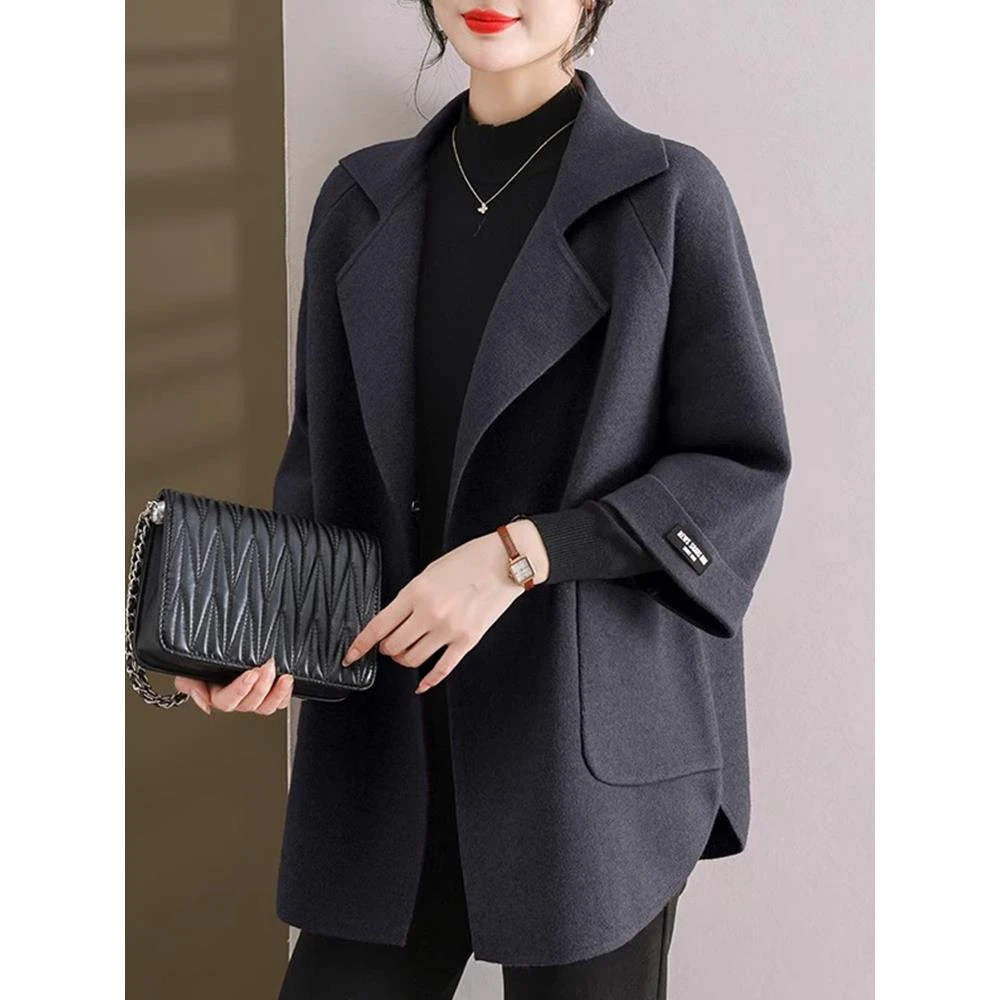 中年妈妈洋气双面呢外套女春秋2025新款秋冬大码风衣时尚羊绒大衣