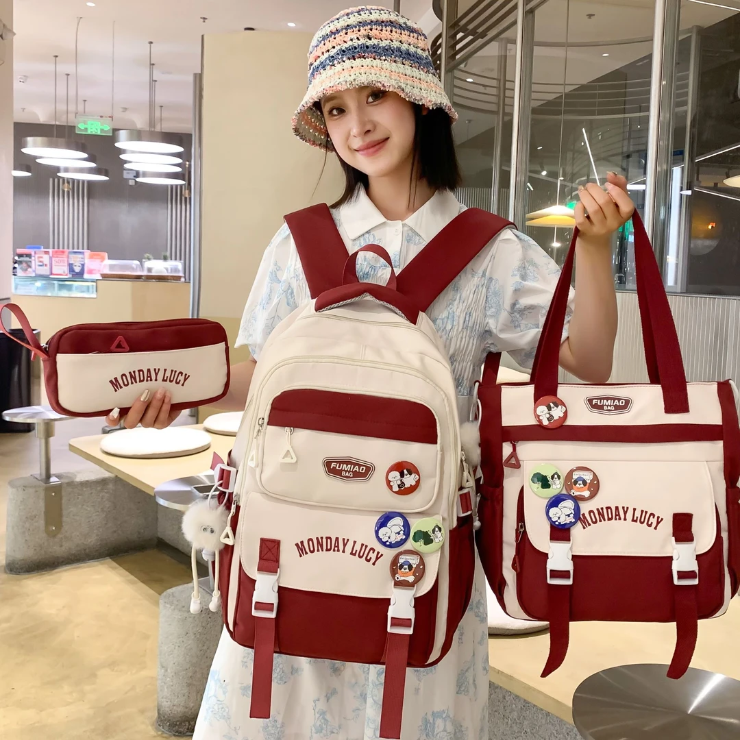 ins日系初中生高中学生书包女韩版校园百搭减负双肩包大容量背包