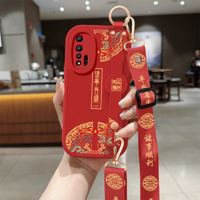 诸事平安华为nova6手机壳5G新款6se斜挎腕带小羊皮硅胶软壳挂绳薄