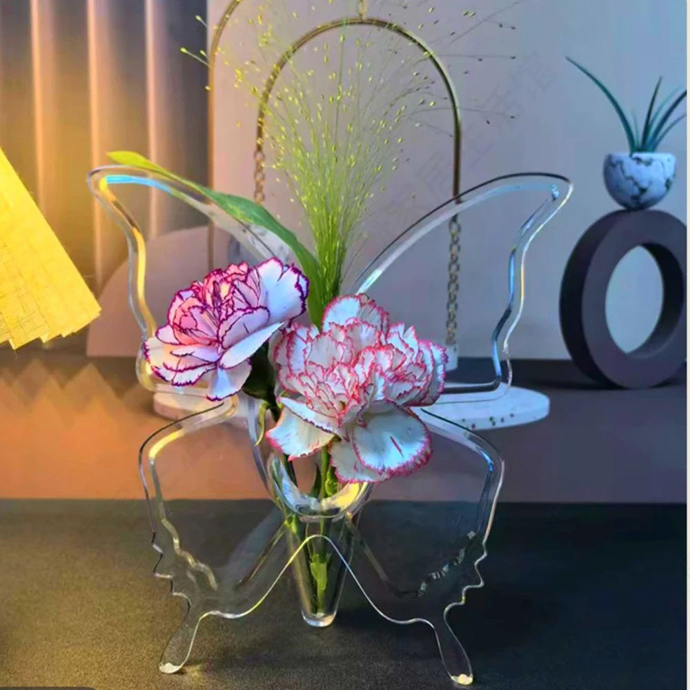 亚克力蝴蝶花瓶INS风简约现代家居花瓶装饰花瓶亚克力花
