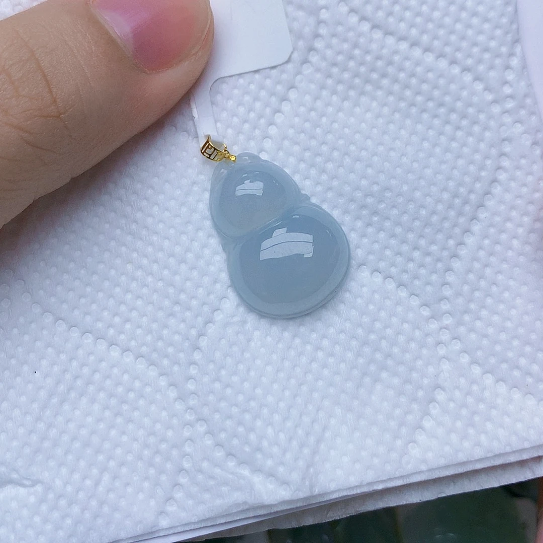 翡翠18K金镶嵌颈饰天然A货翡翠