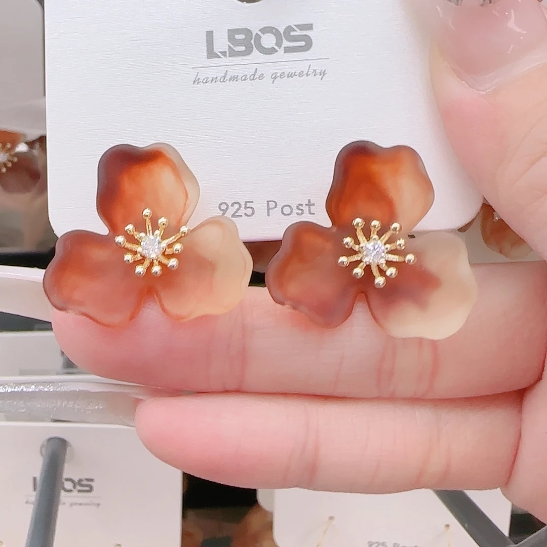 铜合金锆石925银耳环