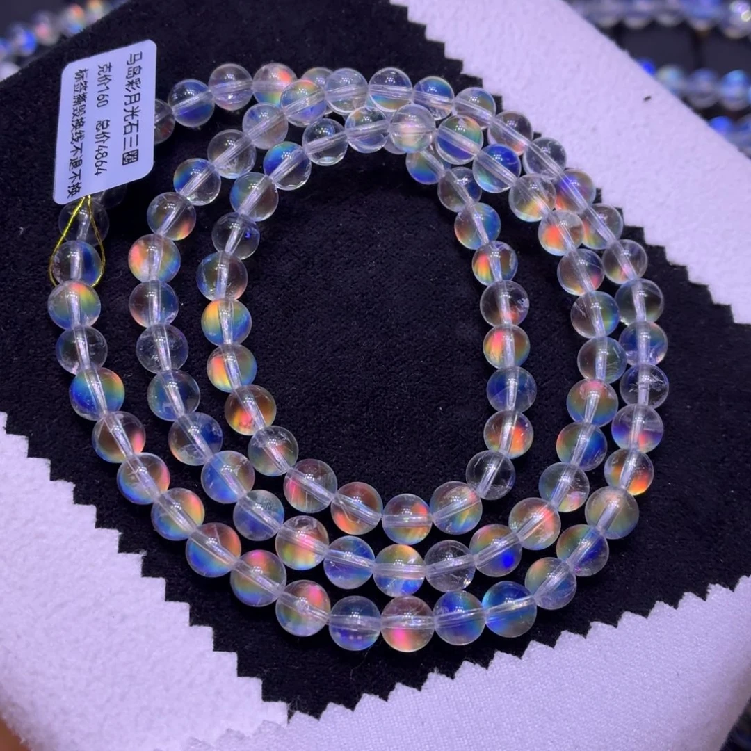 拉长石未镶嵌手链大马岛多圈6.3mm