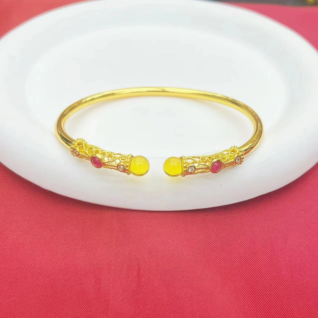 【表哥专属】古法纯手工制作繁花似锦一生所爱天然蓝珀手镯K386