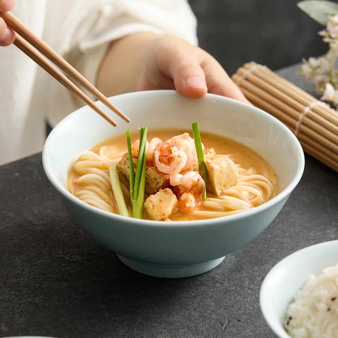 德化青瓷餐具特别好看的精致高级感的创意中式家用的陶瓷碗汤面碗