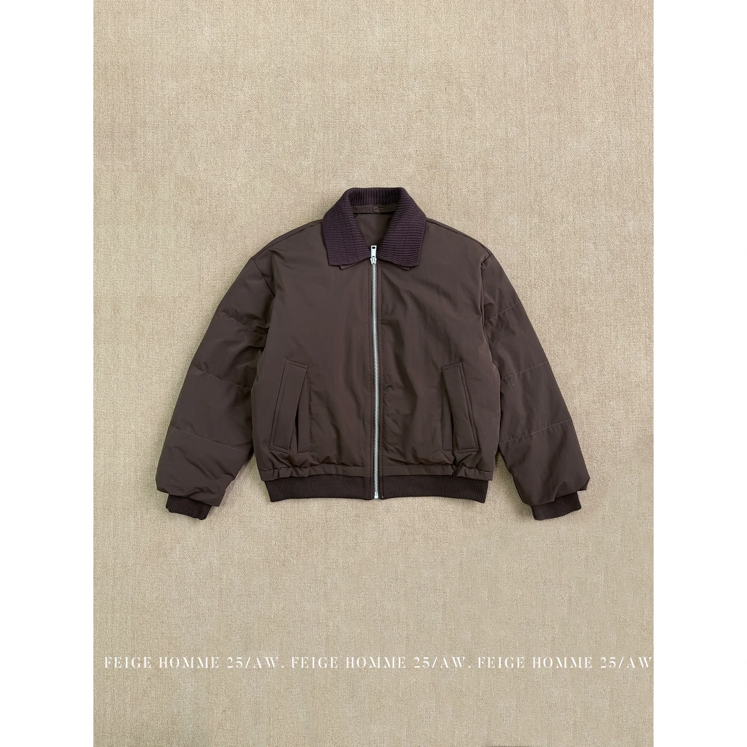 APENG冬季假两件拼接撞色白鸭绒保暖休闲抗寒翻领羽绒服外套#9506