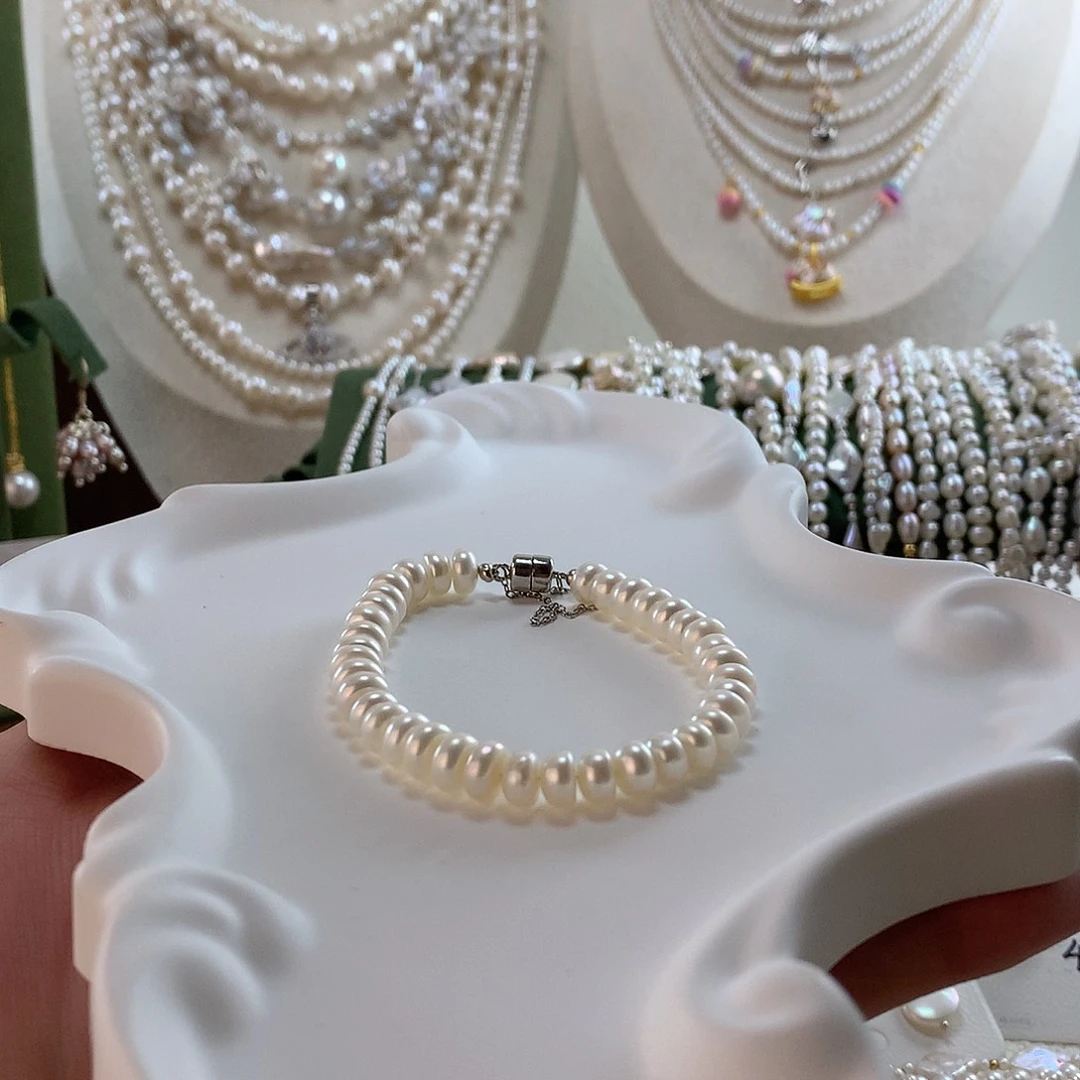银S925镶嵌手绳淡水珍珠