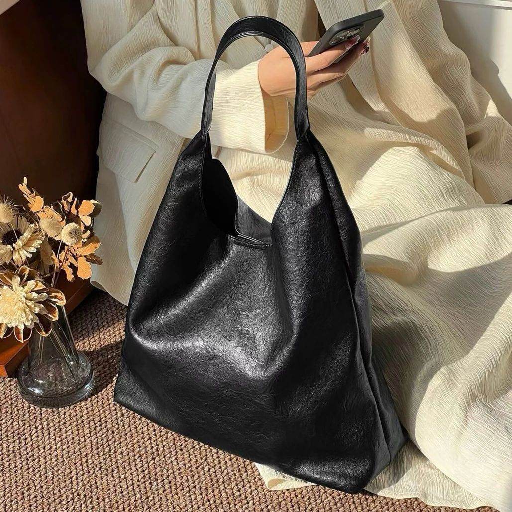 小众托特包波点肩包秋冬水桶包单肩包韩版通勤通勤风