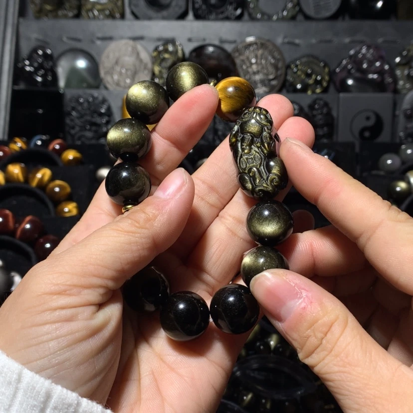 【闪购商品】黑曜岩手串未镶嵌7****_