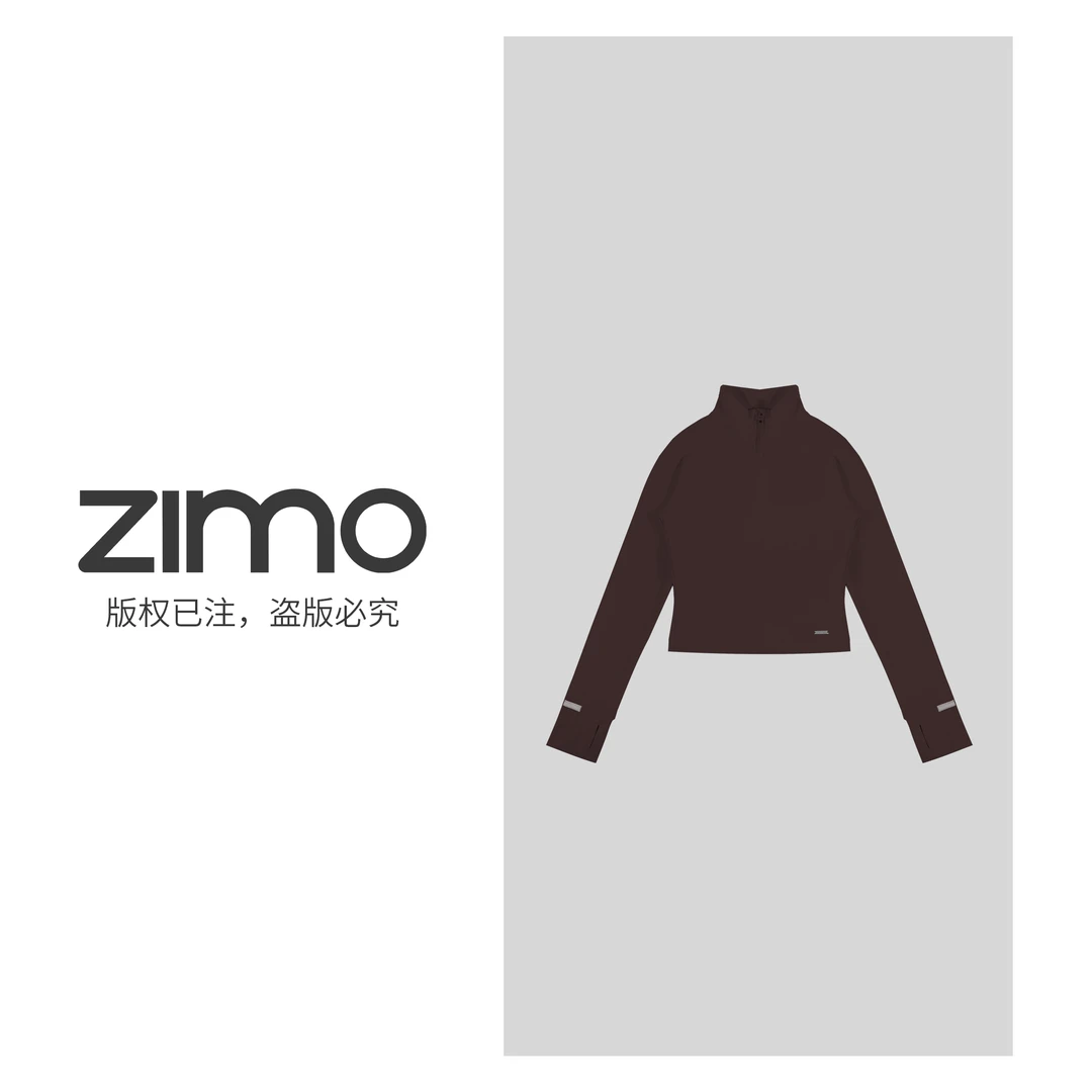 半拉链女士长袖巧克力色160-zimo-瑜伽健身瑜伽服健服YFCX160