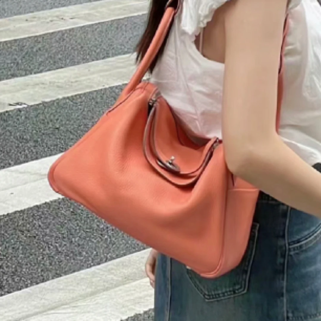 99新 Hermes/爱马仕 HZ爱马仕lindy26龙虾粉银扣ev皮Q单