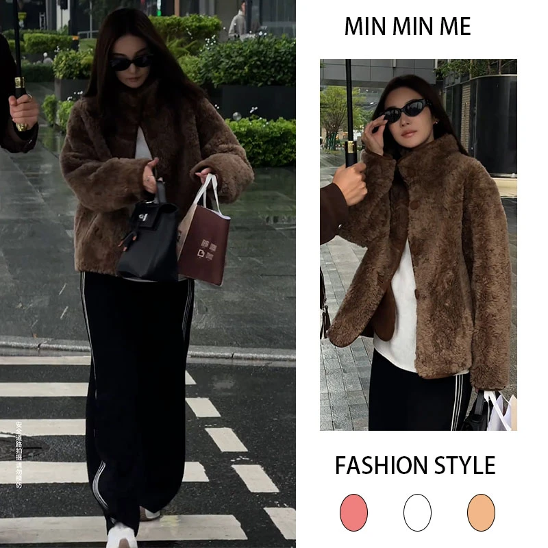 2025秋冬季新款设计感复古欧美风长袖外套女搭配休闲阔腿裤两件套