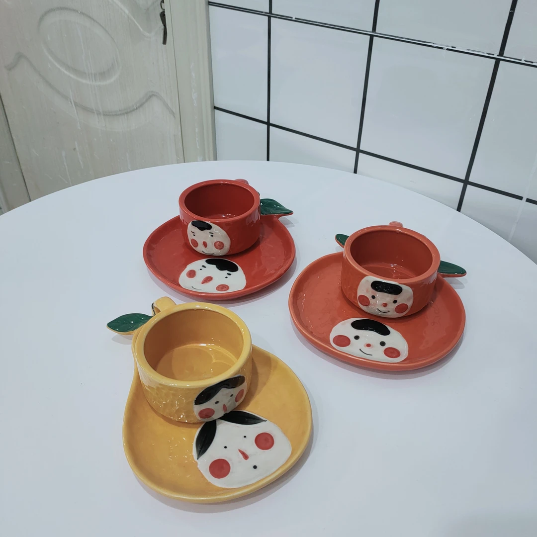 杯碟套装高温釉下彩咖啡杯