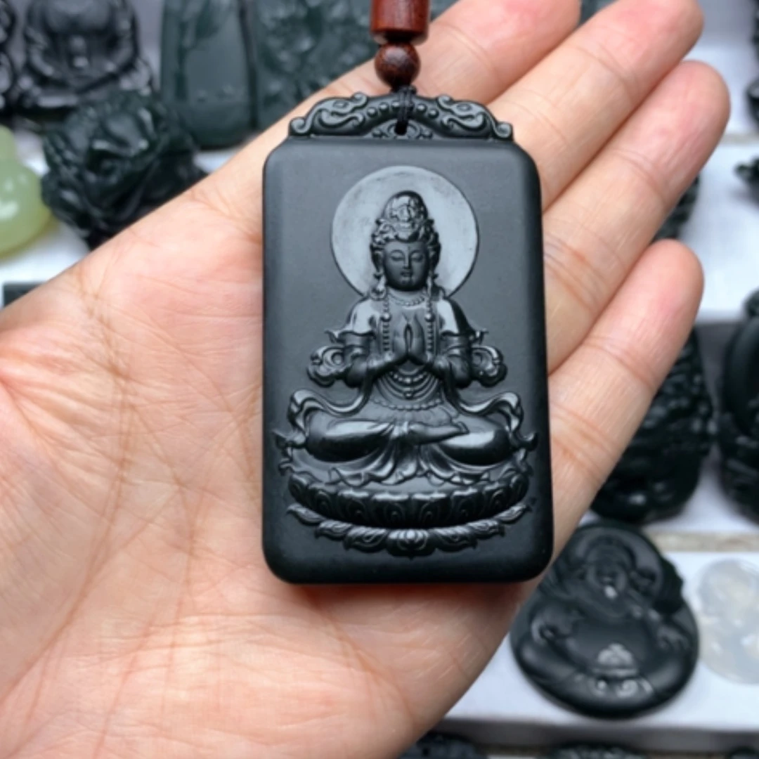 【闪购商品】颈饰未镶嵌和田玉（青玉）双面雕刻