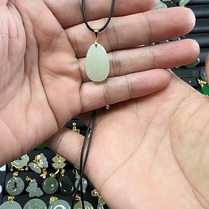 和田玉吊坠(不含链)银S925镶嵌