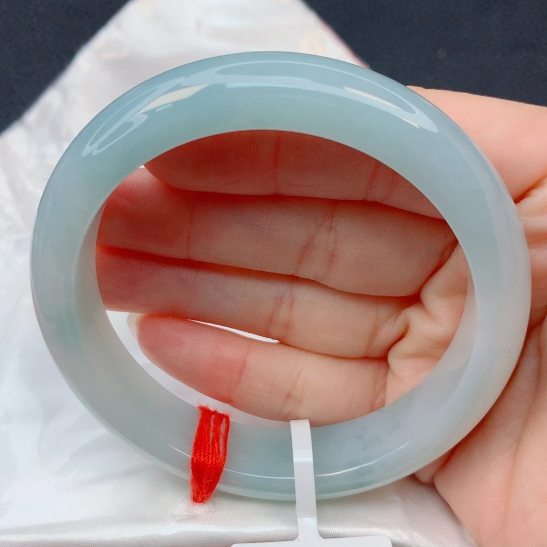 翡翠未镶嵌手镯56-57胶润蓝底