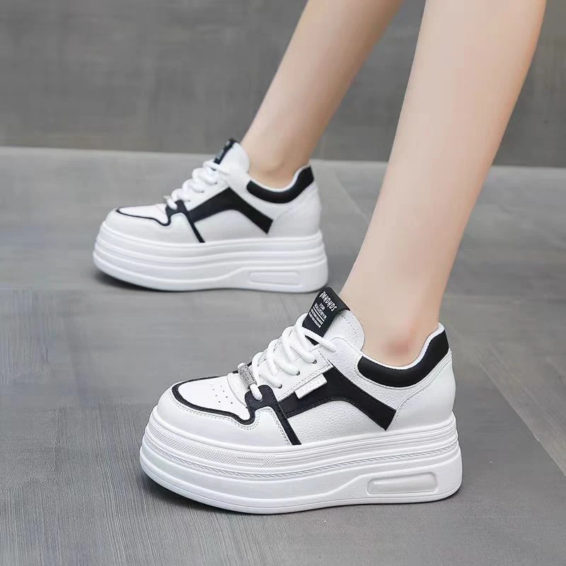 【6828】女士增高小白鞋新款小个子百搭厚底松糕底内增休闲鞋