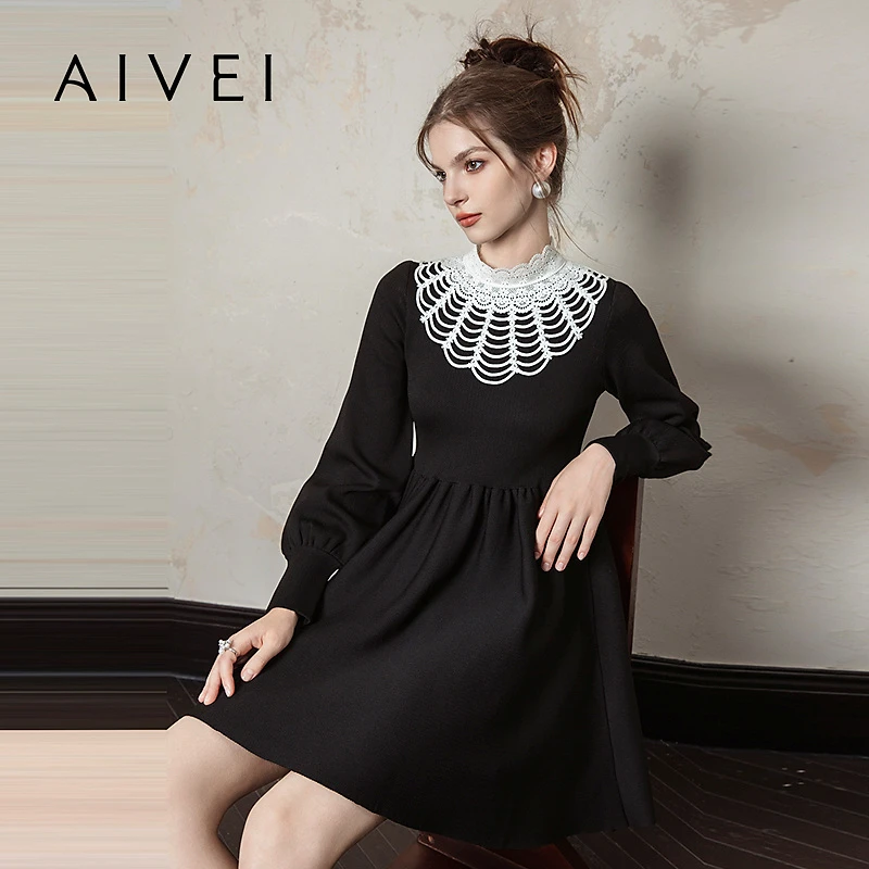 AIVEI欣贺艾薇冬新欧式宫廷优雅轻熟淑女小香风连衣裙R764001A