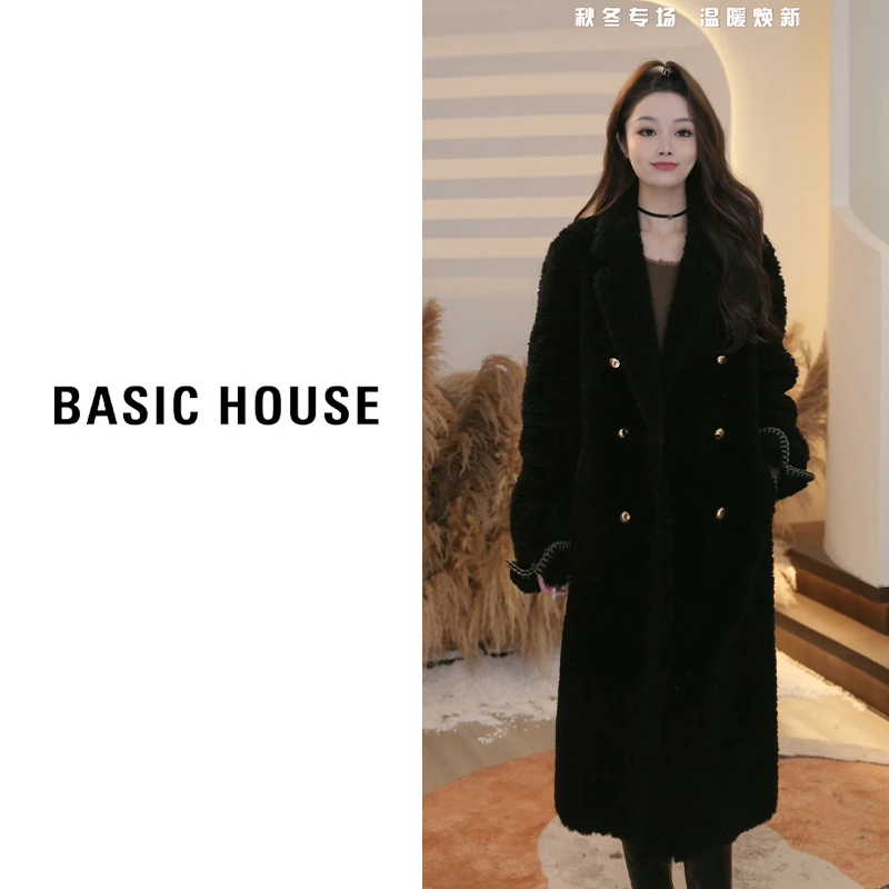 Basic House/百家好秋冬新款减龄绵羊毛大衣B1294B56072（衣长104）