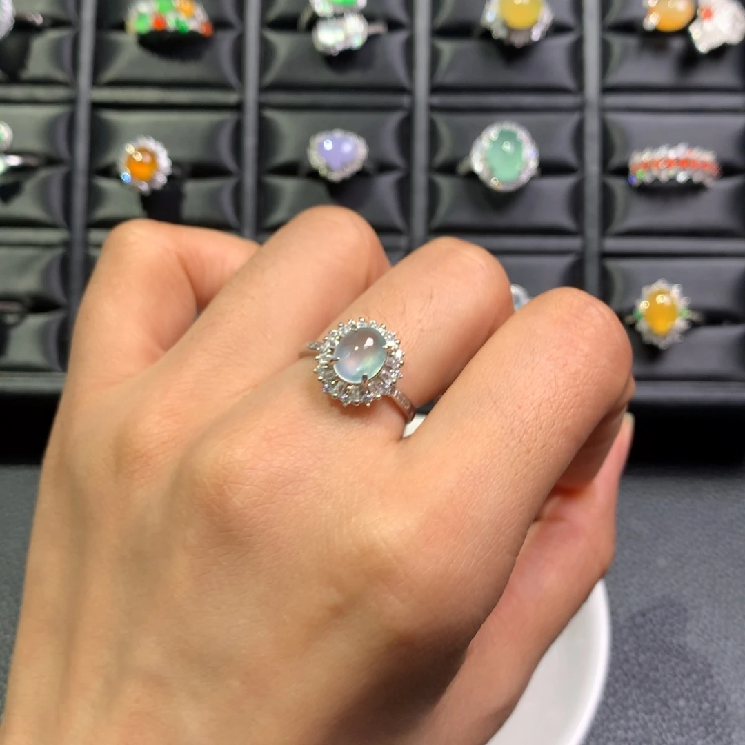 翡翠银S925镶嵌戒指