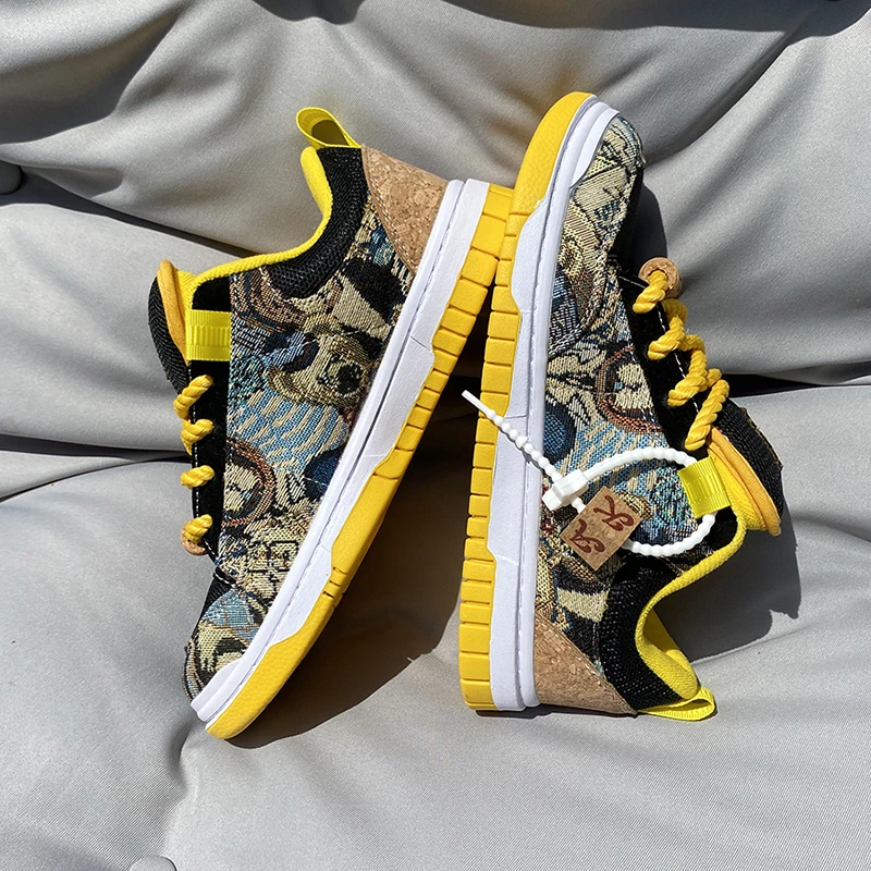 男款休闲老爹鞋黄色卡通面包鞋厚款冬季保暖潮鞋轻奢男鞋大码女鞋