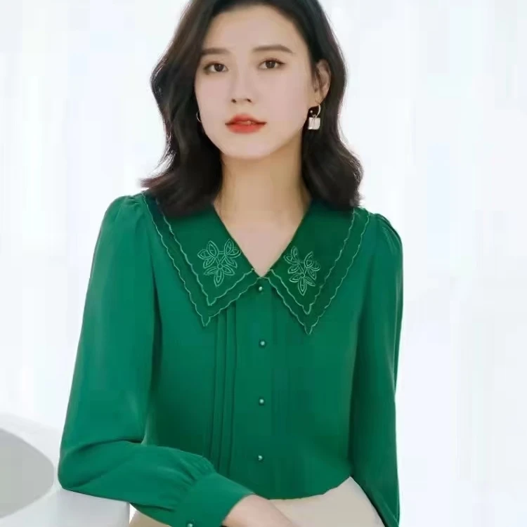 春秋百搭显瘦洋气翻领衬衫