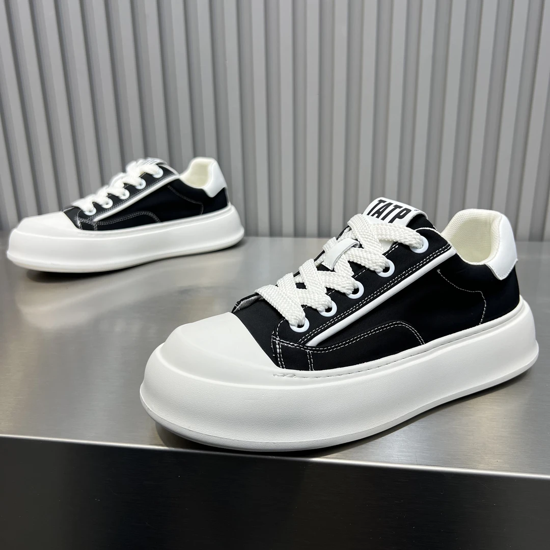 韩版冰丝布厚底简约干净舒适静版潮流休闲鞋轻奢低帮软底潮鞋男鞋