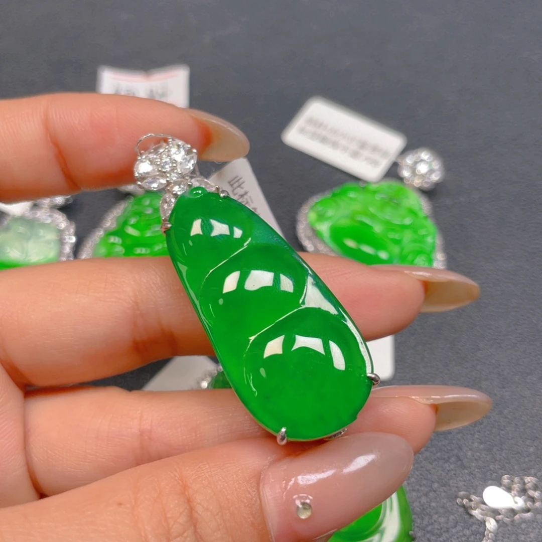 翡翠银S925镶嵌吊坠(不含链)