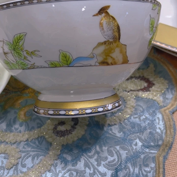 瓷片琴瑟和鸣六寸面碗两个