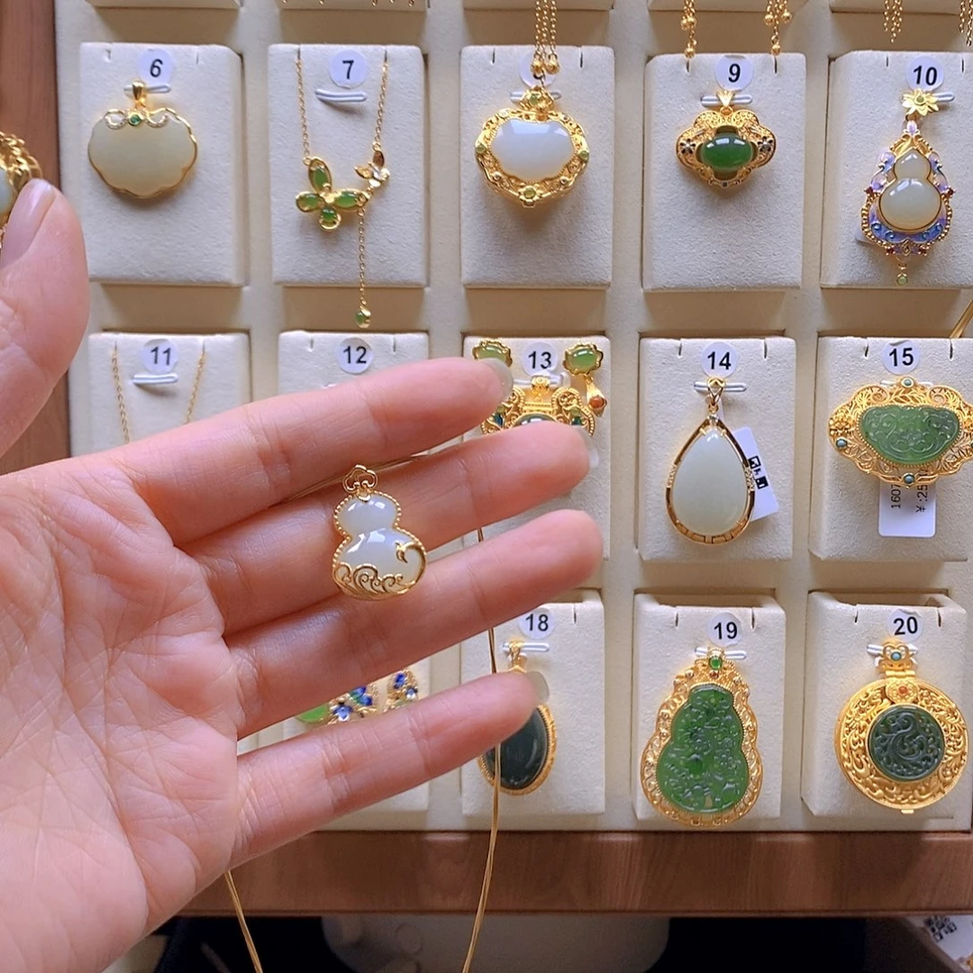 和田玉银S925镶嵌颈饰