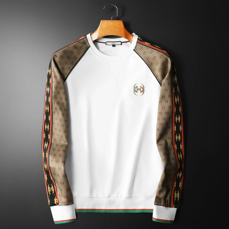 路茨梅帕秋季潮牌修身圆领T恤男士棉印花大码打底衫潮长袖卫衣