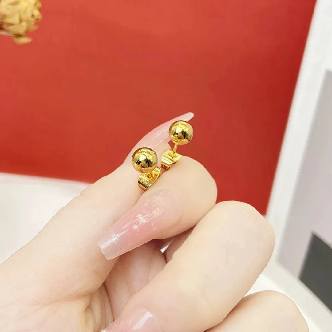 足银耳饰 亮面圆珠耳钉