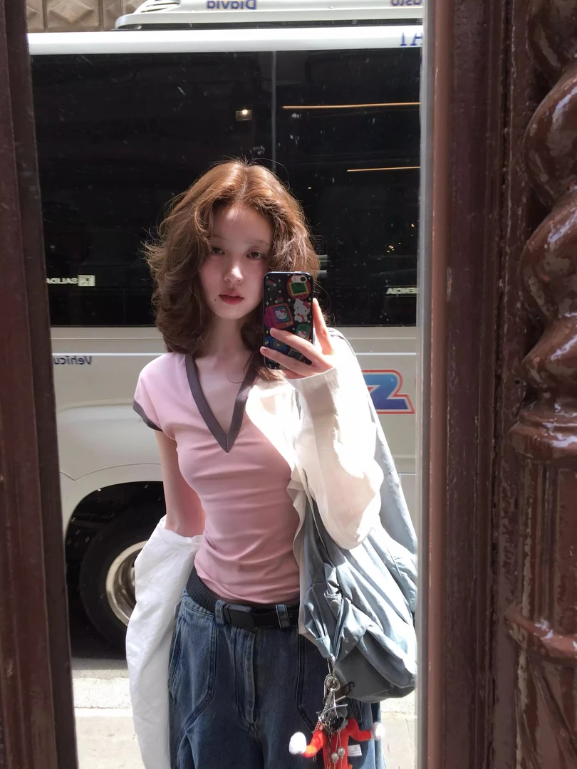 纯棉短袖T恤修身慵懒女装短款t恤短袖短袖女款爆款2025新款上衣